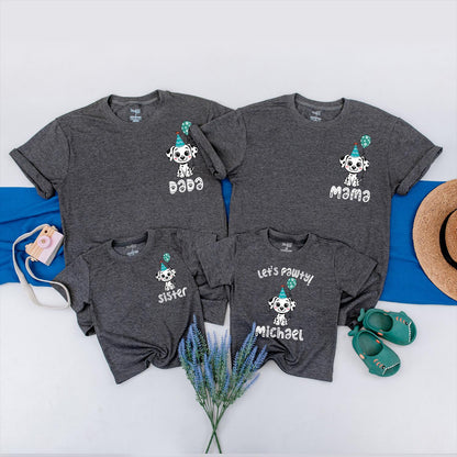 Let's Pawty Puppy Birthday Shirt Family Matching Dalmatian Dog Party Tee for Boys Girls 1st Birthday Cute Cartoon Outfit Soft Cotton
