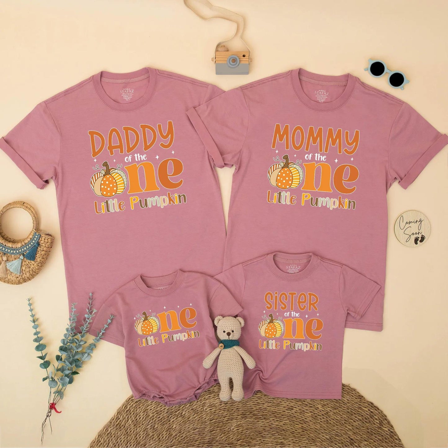 One Little Pumpkin Matching Family Shirts, Orange 1st Birthday Outfit, Mommy Daddy & Brother, Fall Pumpkin Patch Party, Cute Autumn Theme, Dot Stripes (138)
