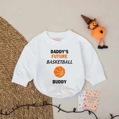 Daddy's Future Basketball Buddy Baby Romper Modern Orange Ball Design Newborn Infant Boy Girl Clothes Soft Cotton Fathers Day Gift
