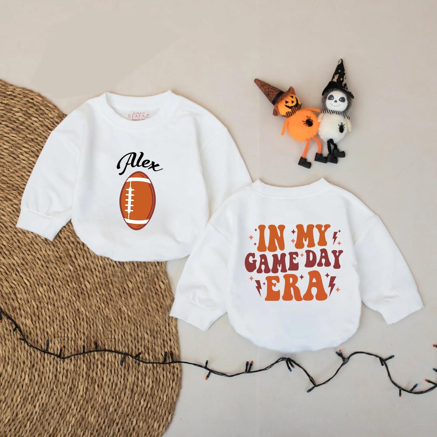 Personalized Alex Football Romper, In My Game Day Era Baby Outfit, Football Season Baby Boy Gift, Vintage Style Bodysuit