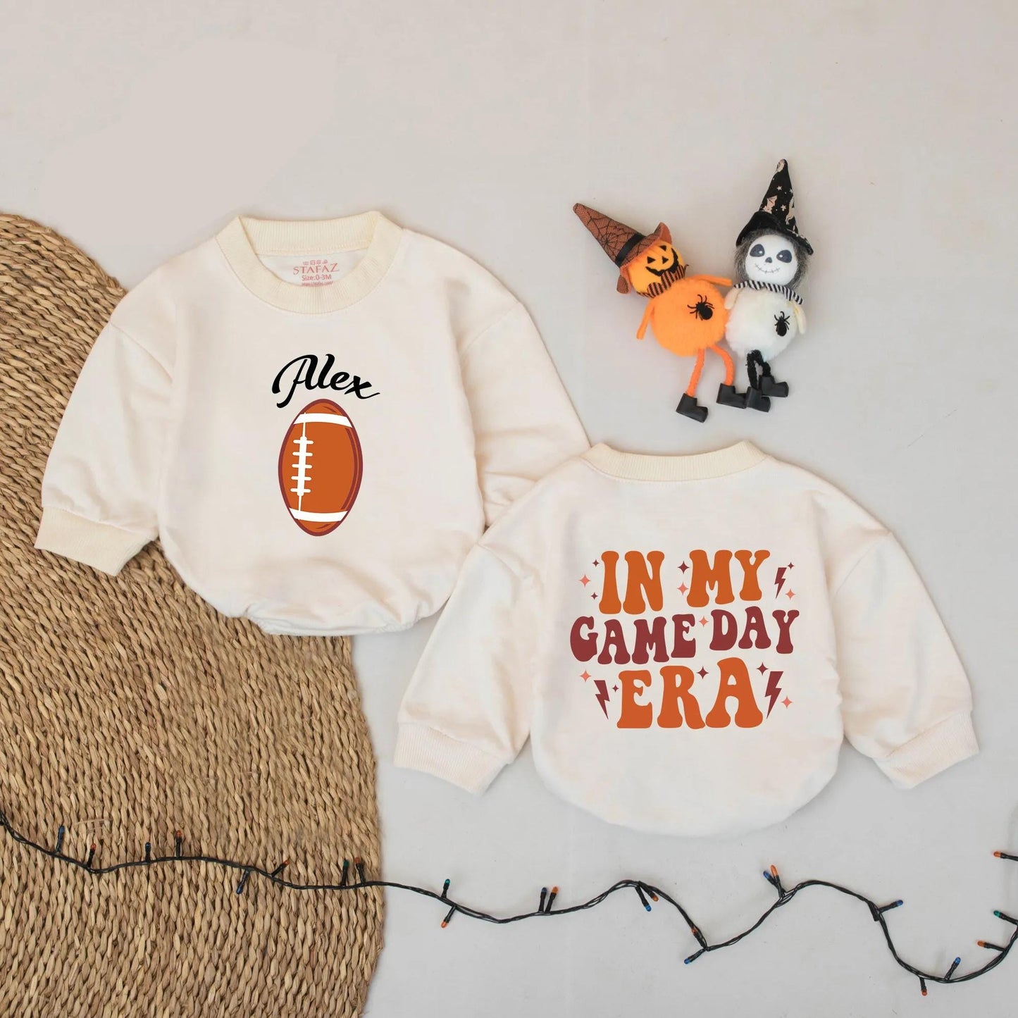 Personalized Alex Football Romper, In My Game Day Era Baby Outfit, Football Season Baby Boy Gift, Vintage Style Bodysuit