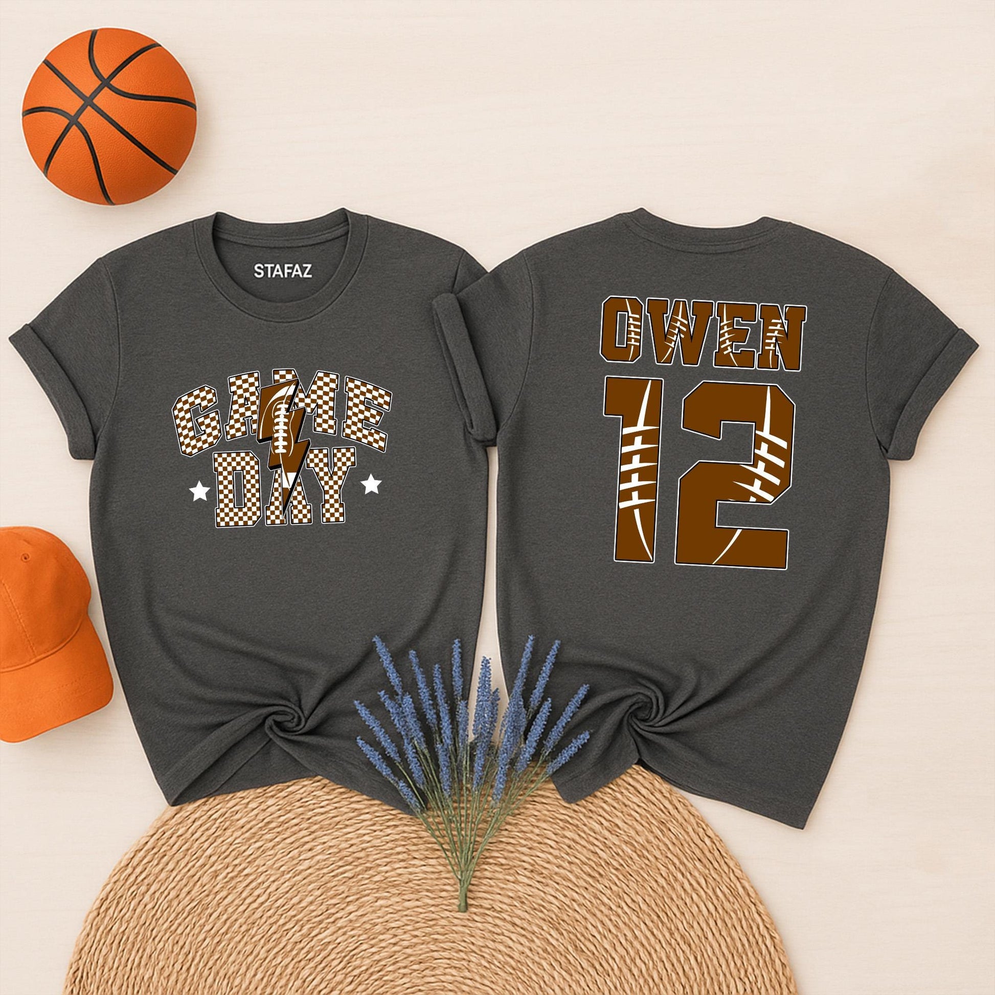 Custom Football Game Day Shirt for Kids Personalized Name and Number Football Mom Mama Tee Game Day Sports