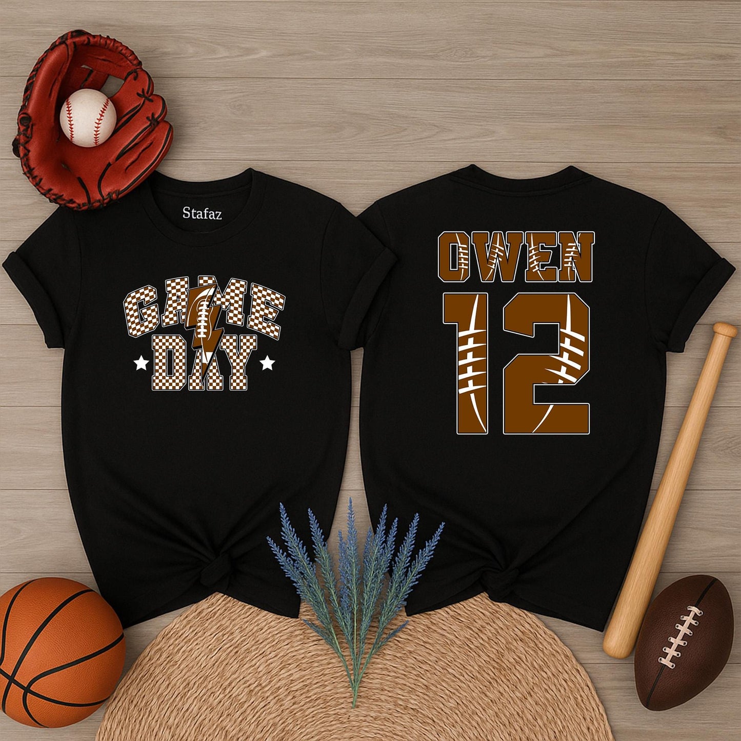 Custom Football Game Day Shirt for Kids Personalized Name and Number Football Mom Mama Tee Game Day Sports