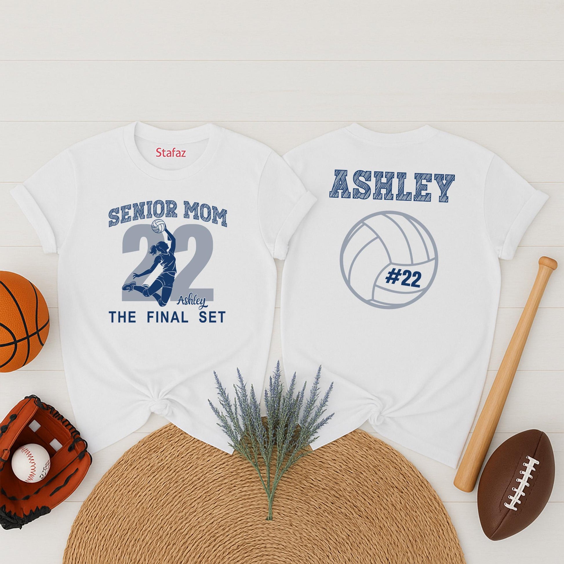 Senior Volleyball Mom 2022 Shirt, The Final Set, Custom Ashley Name & Number, Proud Volleyball Mama Game Day Tee, Personalized Gift for Her