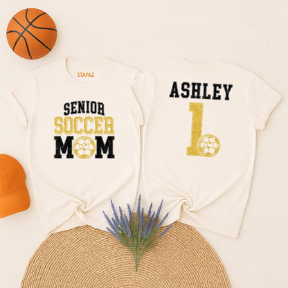 Personalized Senior Soccer Mom 2026 Shirt, Custom Name & Number Tee, Graduation Gift, Game Day Soccer Season, Proud Mom, Senior Night Apparel (139 chars)
