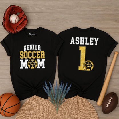 Personalized Senior Soccer Mom 2026 Shirt, Custom Name & Number Tee, Graduation Gift, Game Day Soccer Season, Proud Mom, Senior Night Apparel (139 chars)
