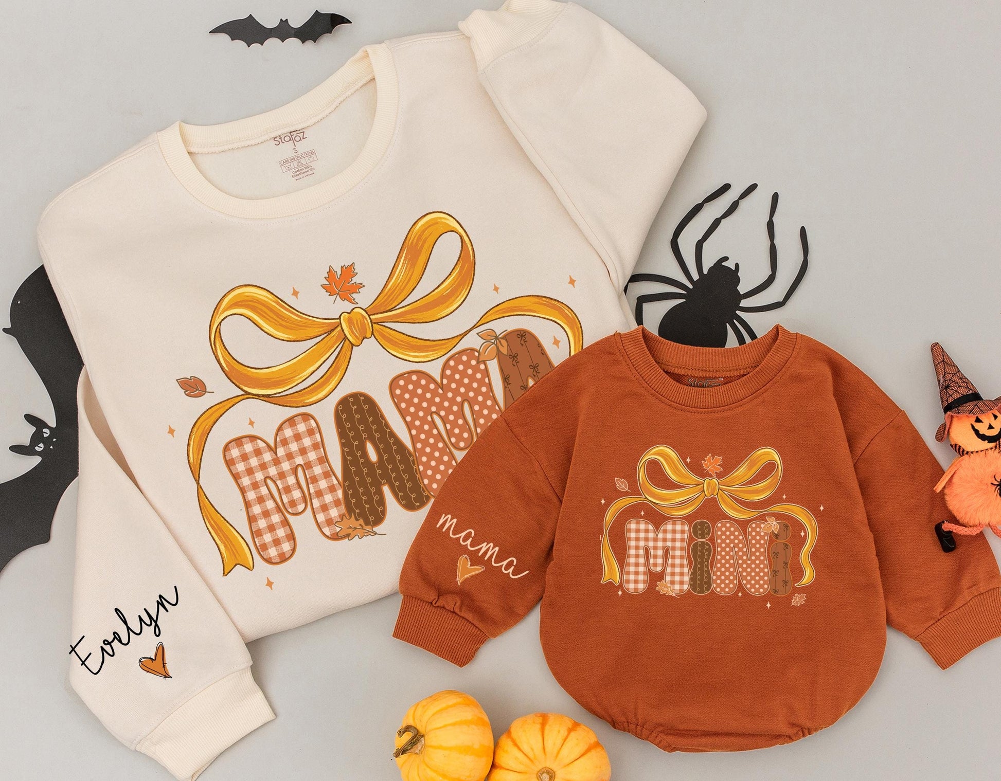 Custom Groovy Mama and Mini Matching Fall Sweatshirts Autumn Family Soft Comfortable Mom Baby Toddler Thanksgiving Outfits