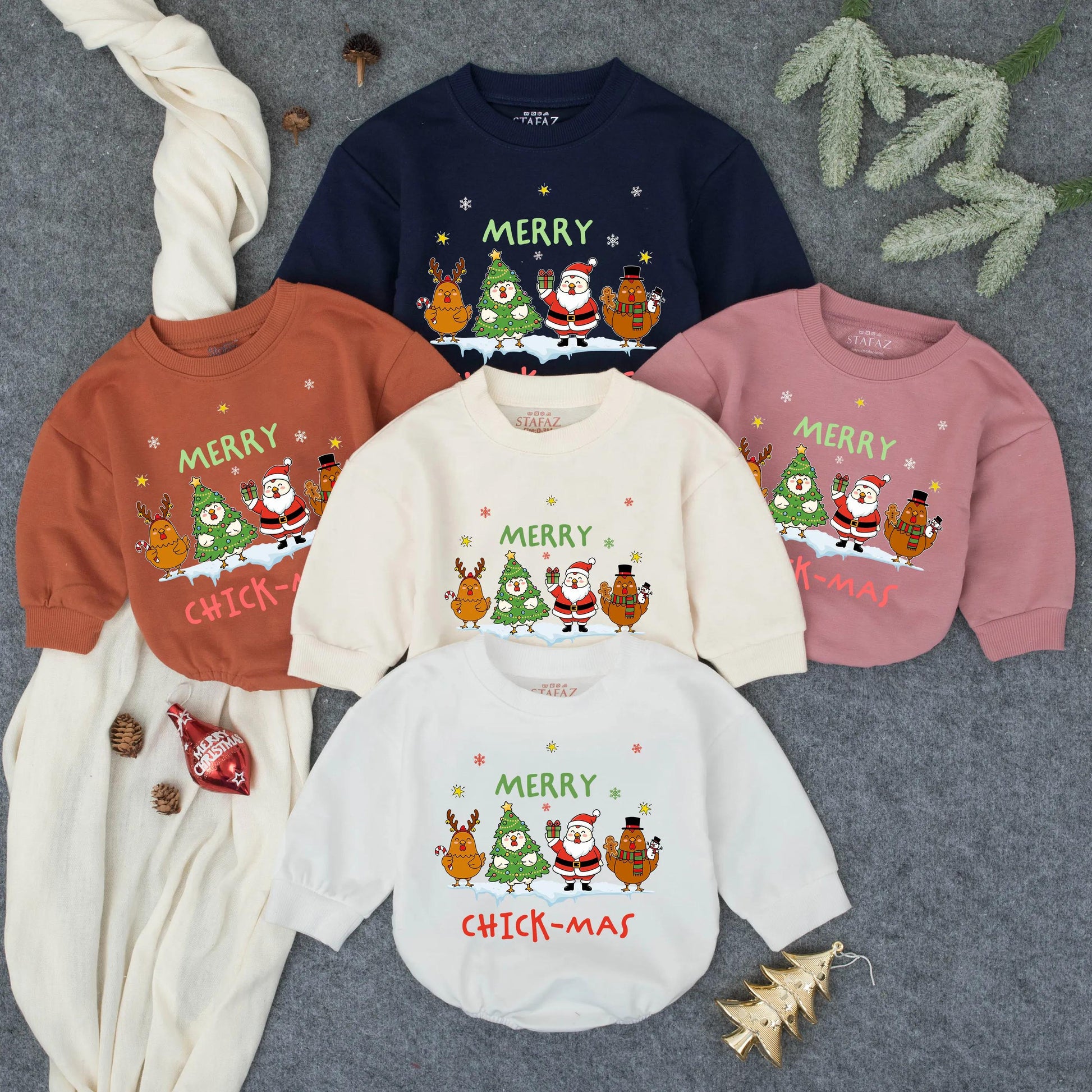 Merry Chick-Mas Christmas Baby Romper, Funny Chicken Outfit, Holiday Farm Animal Bodysuit, Cute Xmas Gift, Playful Toddler Clothes, Soft Cotton 138 char