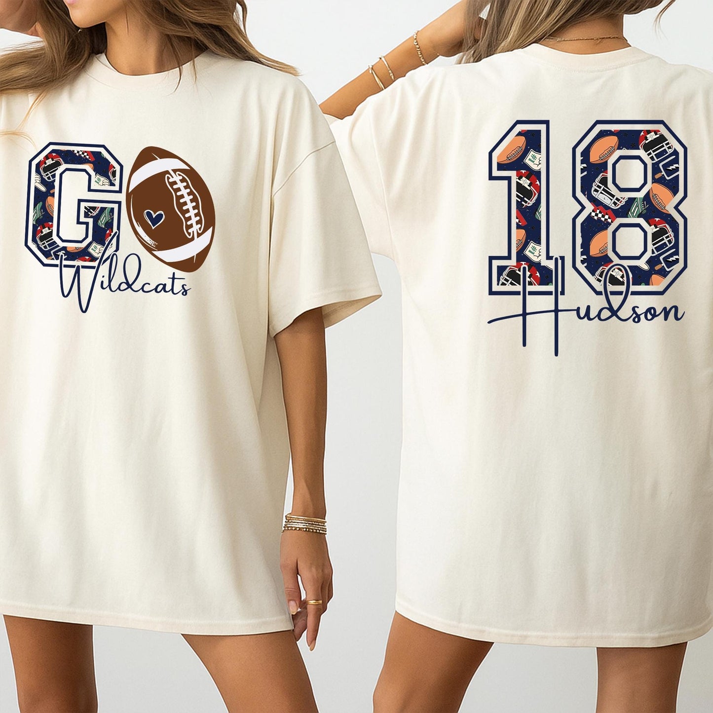 GO Wildcats Football Shirt, Custom Name & Number, Football Mom Gift, Game Day Tee, Sports Mama Outfit, School Spirit