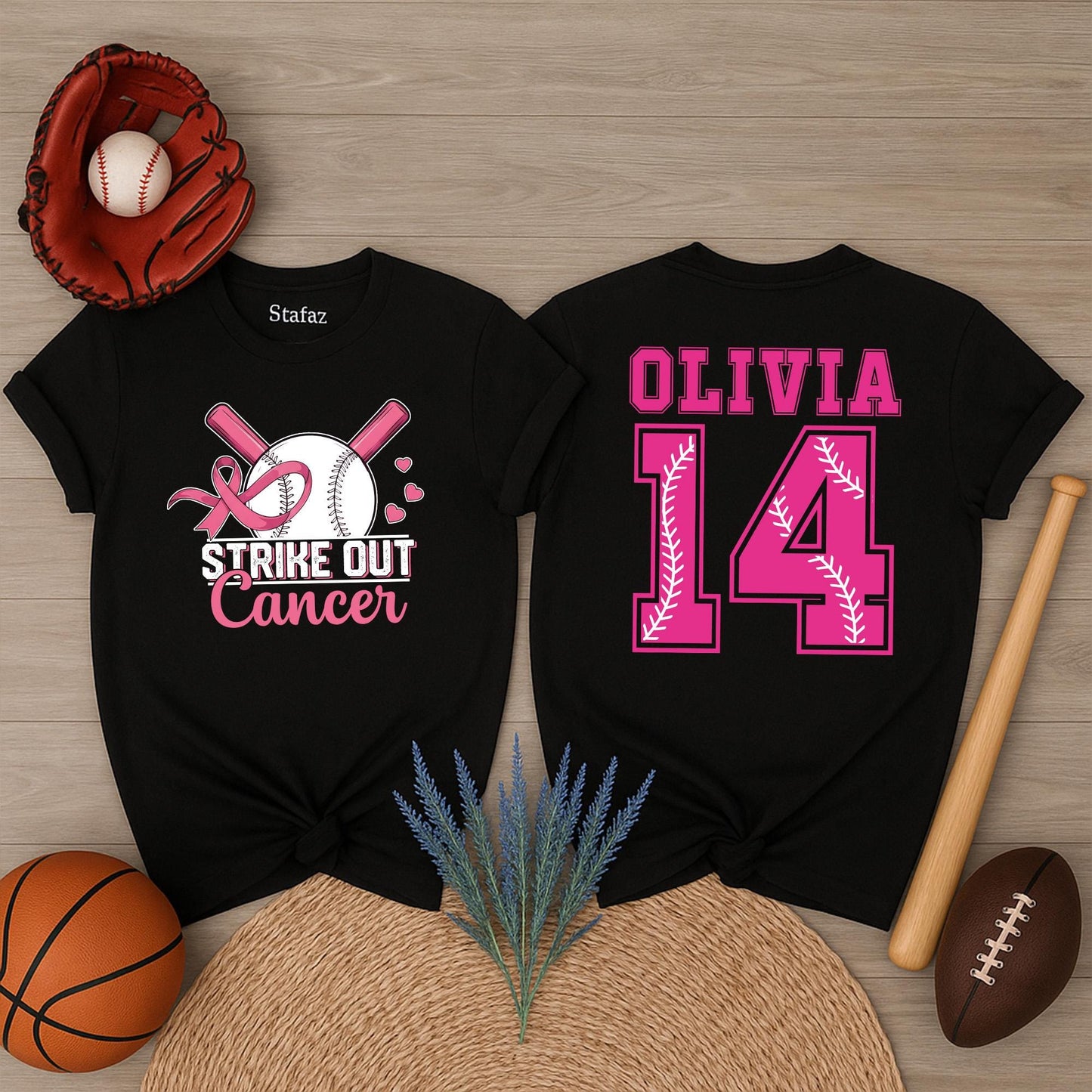Custom Breast Cancer Baseball Shirt Strike Out Cancer Awareness Warrior Fighter Top Survivor Gift for Women Pink Out Game Day Support
