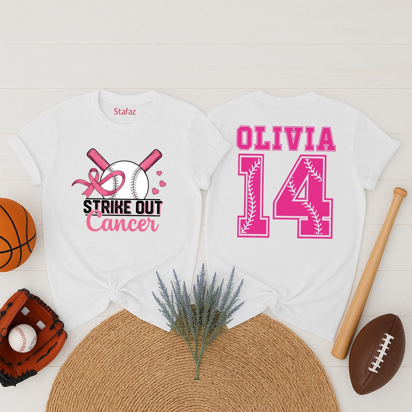 Custom Breast Cancer Baseball Shirt Strike Out Cancer Awareness Warrior Fighter Top Survivor Gift for Women Pink Out Game Day Support