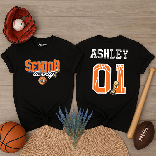 Personalized Class of 2025 Senior Basketball Player Shirt with Custom Name and Number Team Tee Graduation Gift School Spirit Outfit