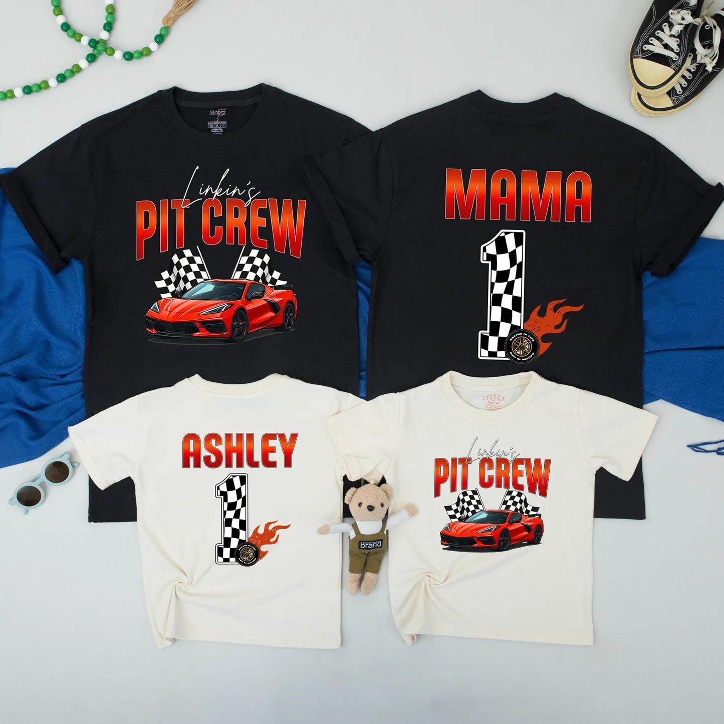 Race Car Birthday Matching Family Shirts & Pit Crew Mama Mimi Sweatshirt Fast One Boy's 1st Birthday Tees