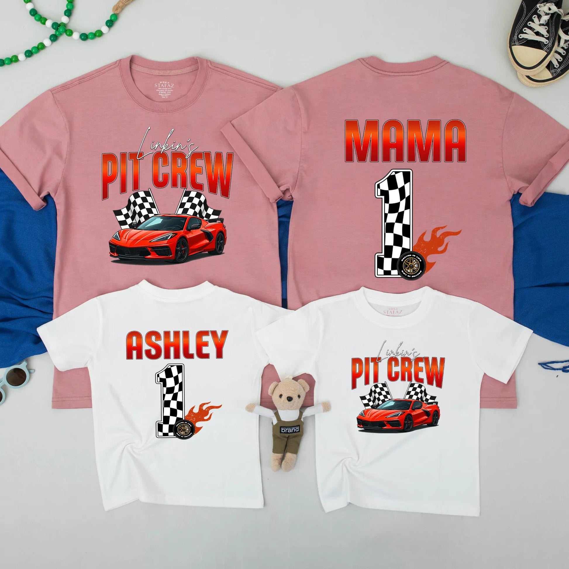 Race Car Birthday Matching Family Shirts & Pit Crew Mama Mimi Sweatshirt Fast One Boy's 1st Birthday Tees