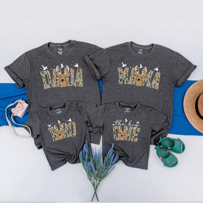 The Big One Camo Hunting Birthday Shirt for Boys Family Matching Deer Season Outfits Mama Dada Bro First Birthday Gift