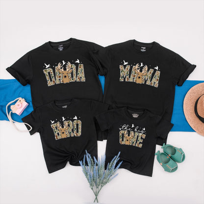 The Big One Camo Hunting Birthday Shirt for Boys Family Matching Deer Season Outfits Mama Dada Bro First Birthday Gift