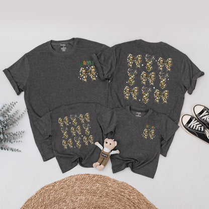The Big One First Birthday Hunting Family Matching Camo Shirts for Mom Dad Baby Playful Deer Bow Silhouette Harper Design Rustic Celebration