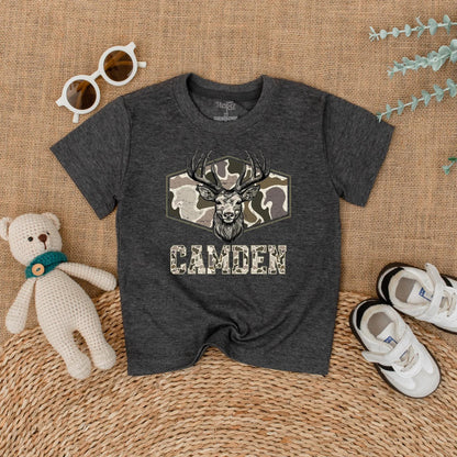 Personalized Camo Deer Hunting Romper for Baby Boy - Custom Bodysuit, Infant Clothes, Baby Shower Gift, Outdoor Outfit