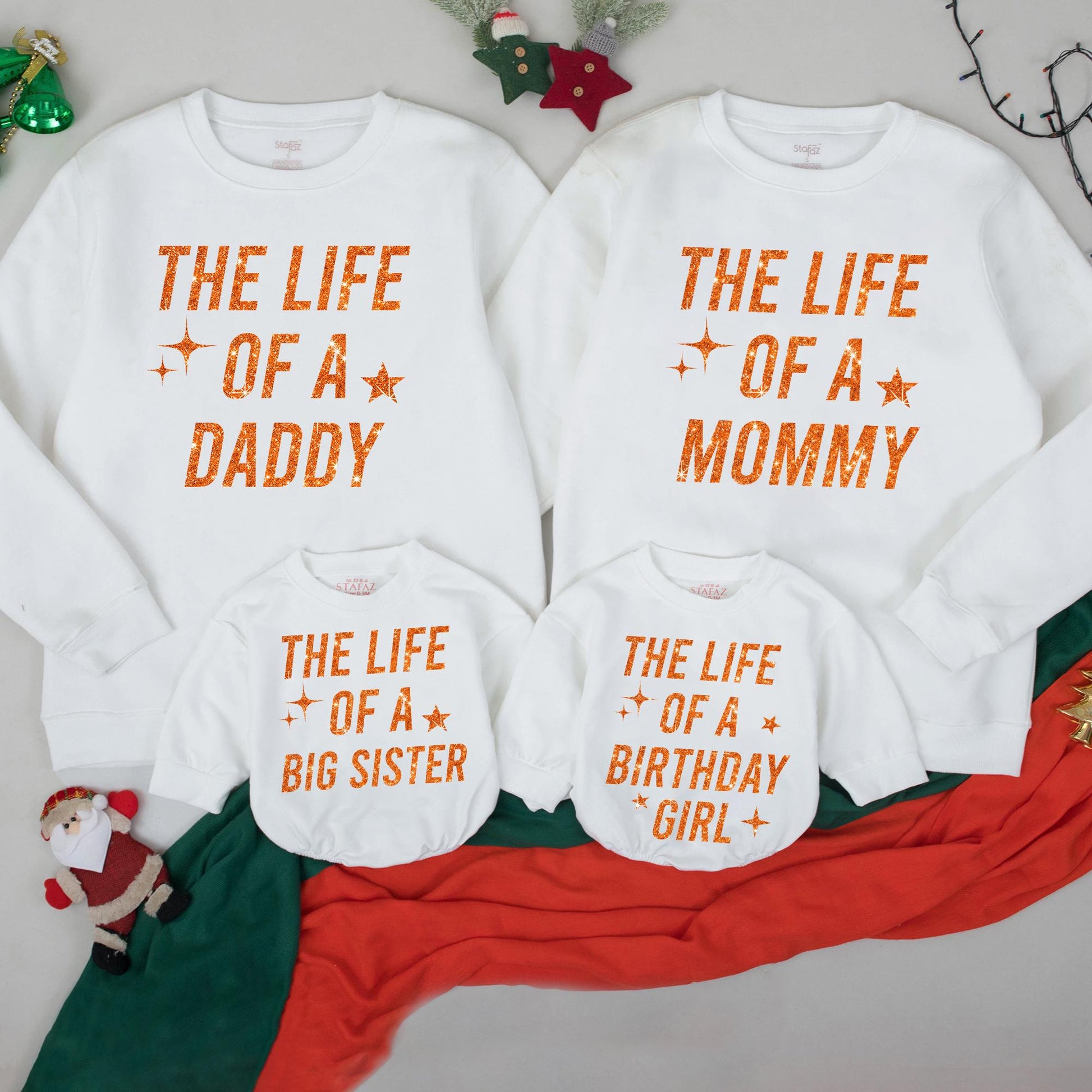 Custom The Life of a Birthday Girl Matching Family Outfits with Baby Romper and Toddler Sweatshirt perfect for Her Celebration