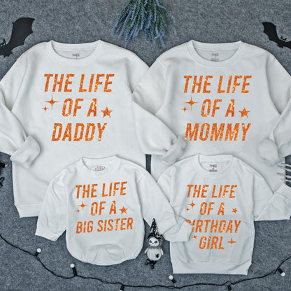 Custom The Life of a Birthday Girl Matching Family Outfits with Baby Romper and Toddler Sweatshirt perfect for Her Celebration