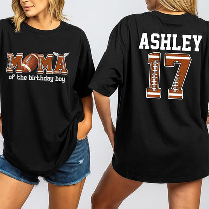 Custom Name Number Football First Birthday Matching Family Game Day Party Shirts featuring MOMA of the Birthday Boy design