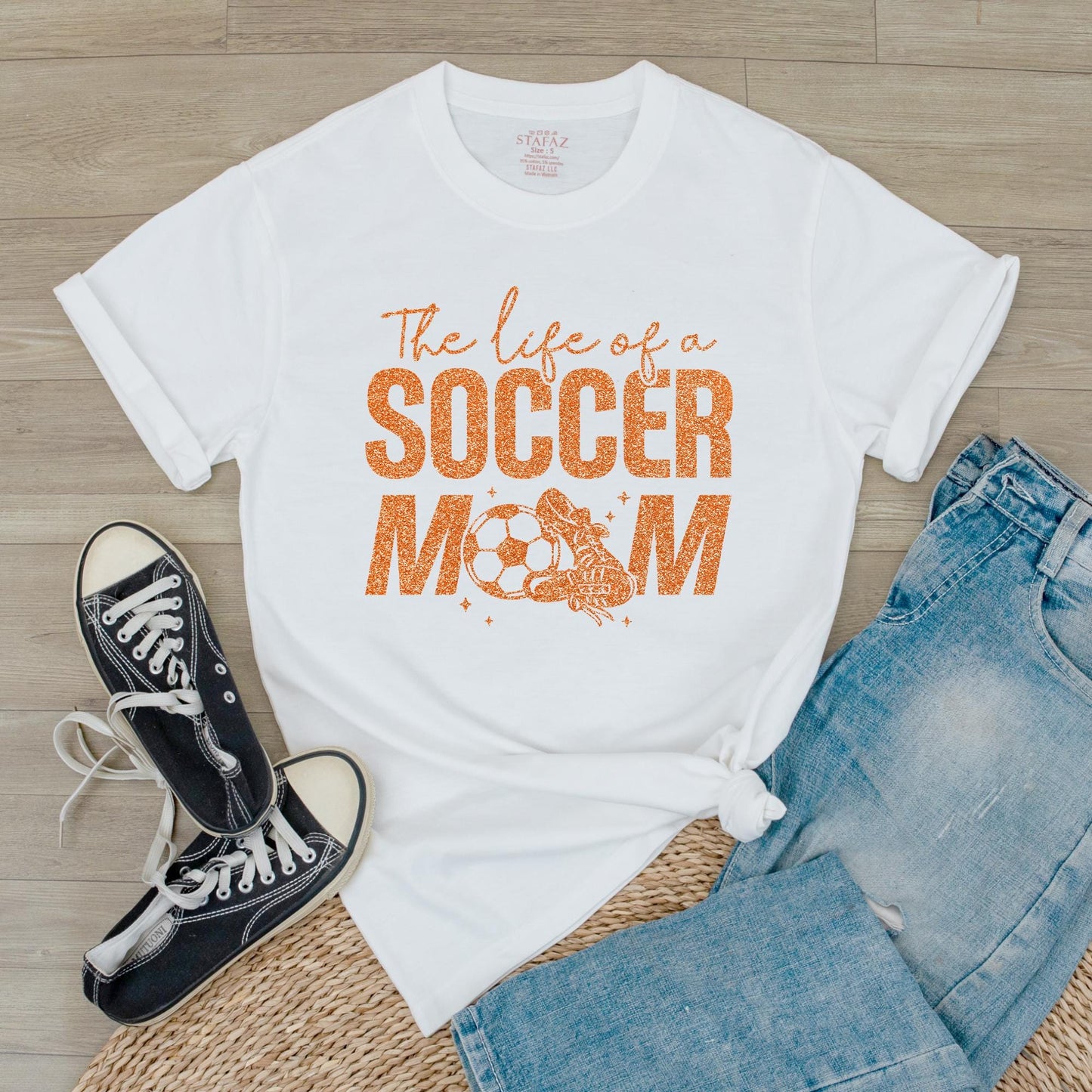Funny Soccer Mama Tee: Life of a Soccer Mom Shirt for Game Day, Proud Sports Mom Gift for Soccer Lover & Team Fan Outfit, Cool Mom Style (138 chars)