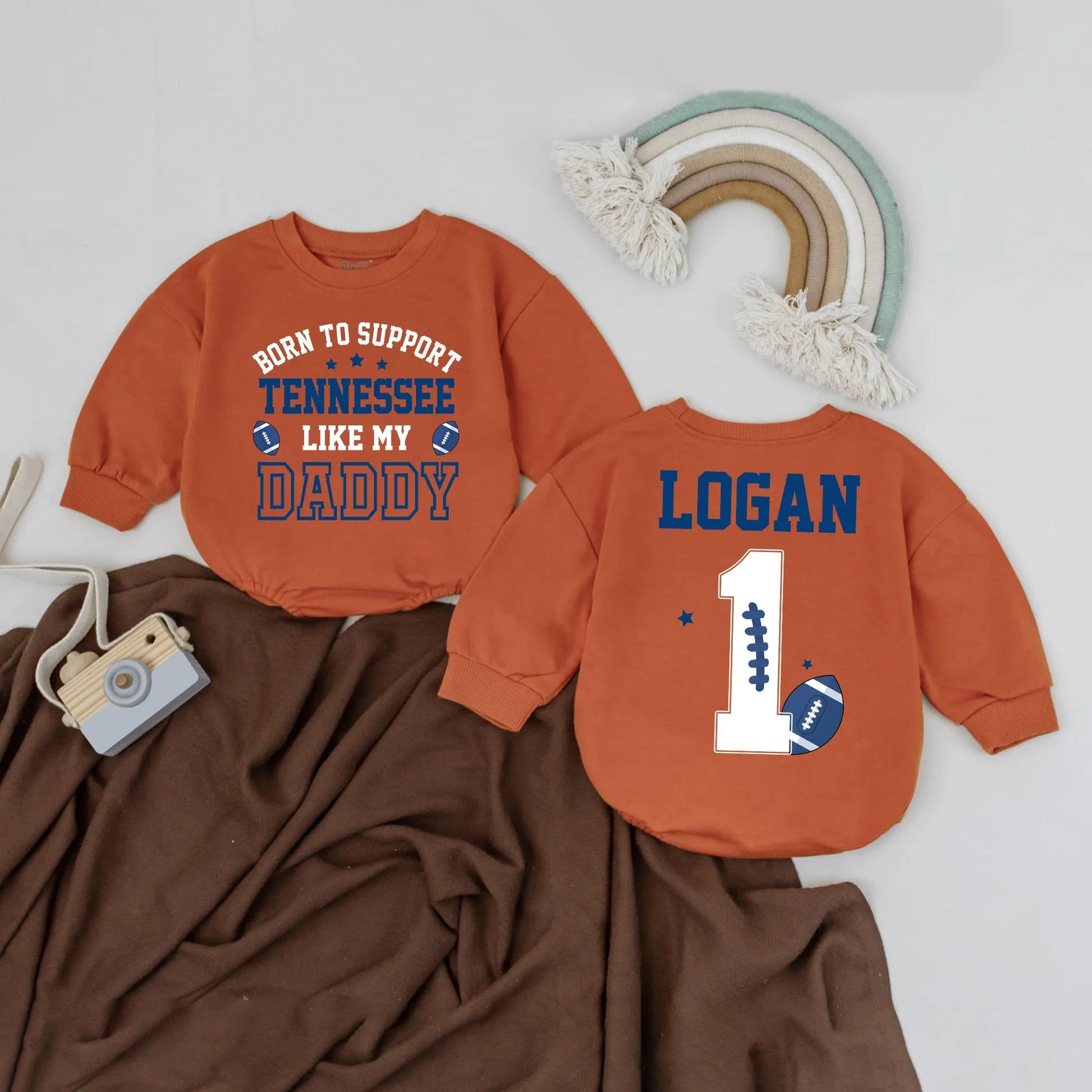 Born to Support Cincinnati Football Baby Romper Personalized First Birthday Outfit Daddy's Boy Touchdown Season Joyful Celebration Clothes