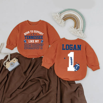 Born to Support Cincinnati Football Baby Romper Personalized First Birthday Outfit Daddy's Boy Touchdown Season Joyful Celebration Clothes