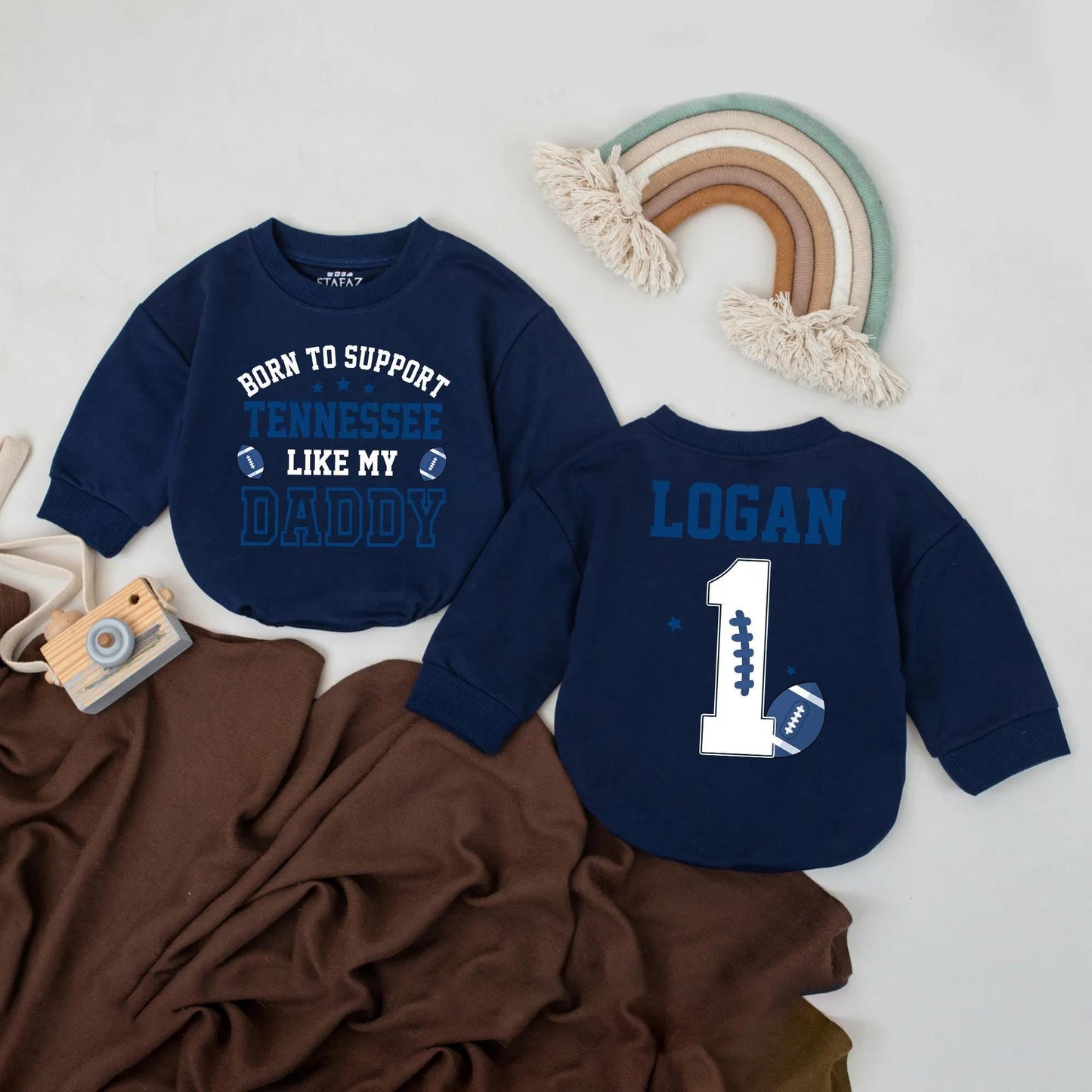 Born to Support Cincinnati Football Baby Romper Personalized First Birthday Outfit Daddy's Boy Touchdown Season Joyful Celebration Clothes