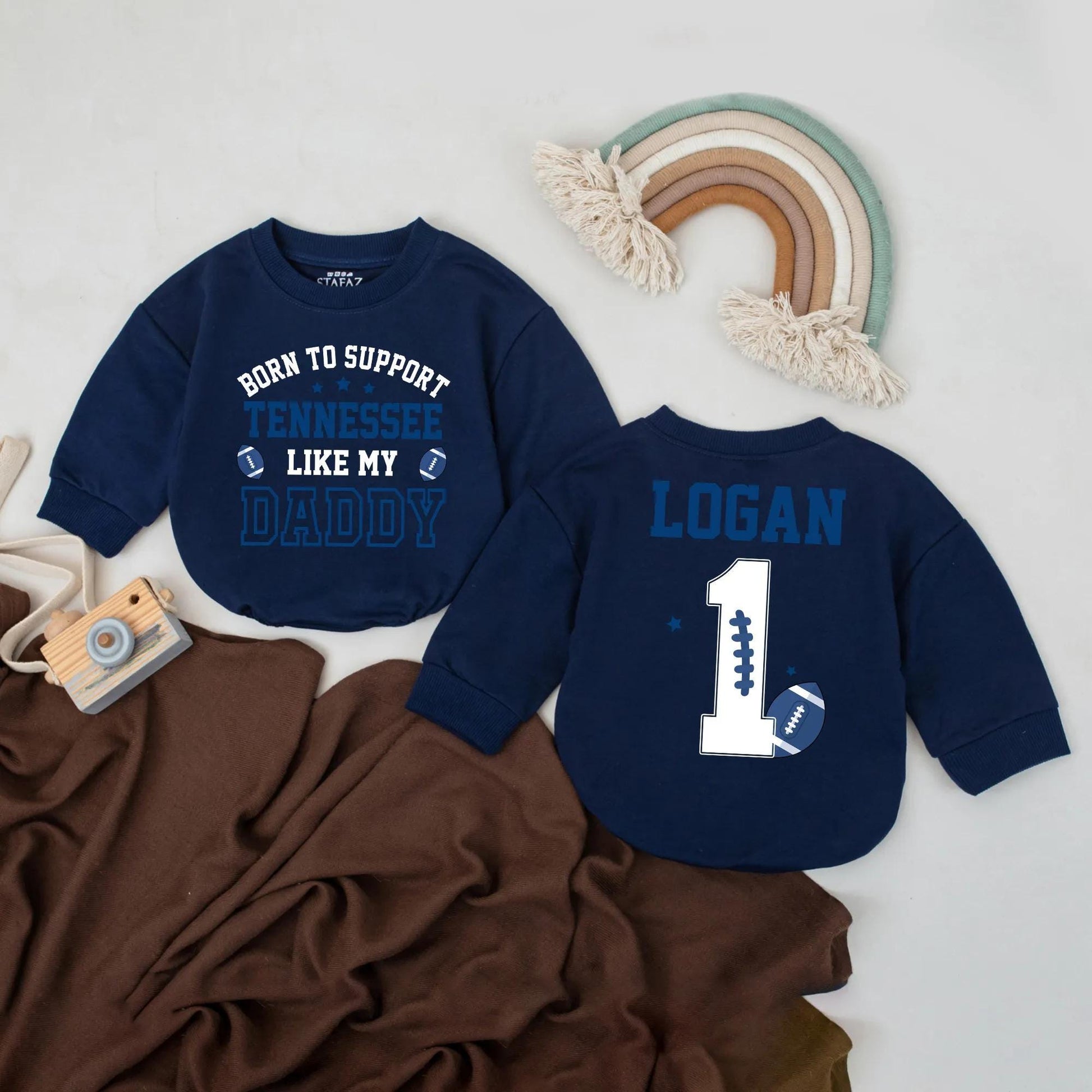 Born to Support Cincinnati Football Baby Romper Personalized First Birthday Outfit Daddy's Boy Touchdown Season Joyful Celebration Clothes