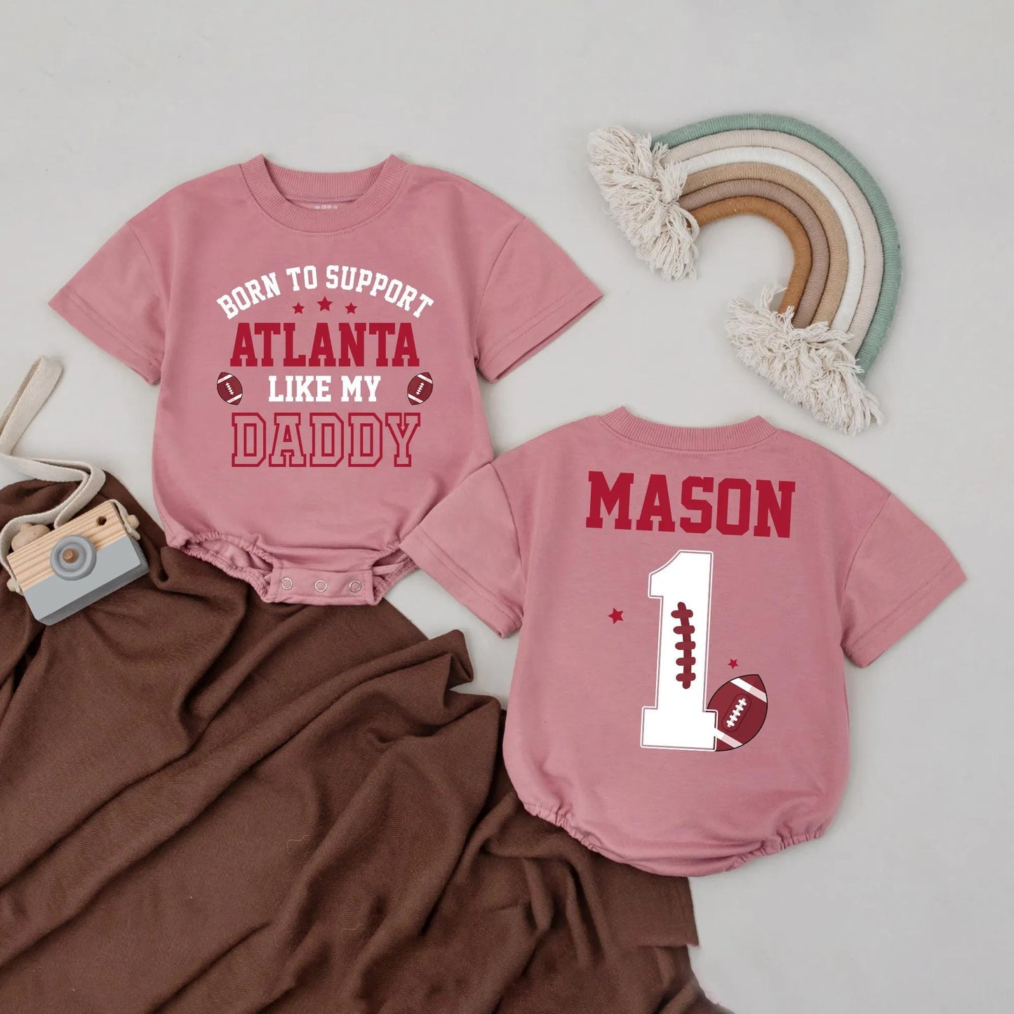 Born to Support Cincinnati Football Baby Romper Personalized First Birthday Outfit Daddy's Boy Touchdown Season Joyful Celebration Clothes