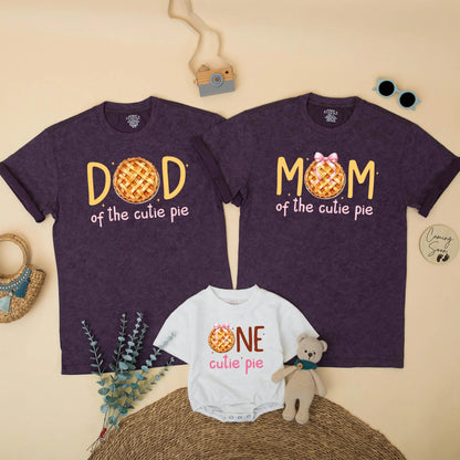 Matching One Cutie Pie Family Birthday Shirts - Fall Pumpkin Pie 1st Birthday Outfit Mommy & Baby Girl Gift