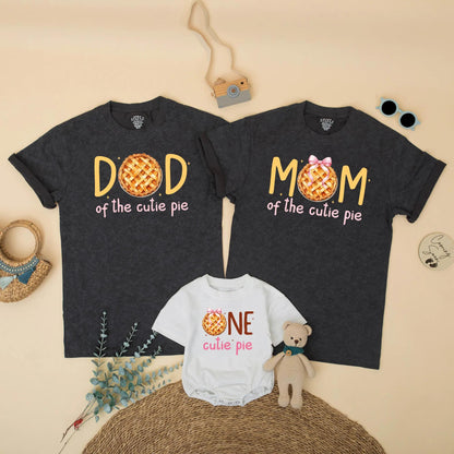 Matching One Cutie Pie Family Birthday Shirts - Fall Pumpkin Pie 1st Birthday Outfit Mommy & Baby Girl Gift