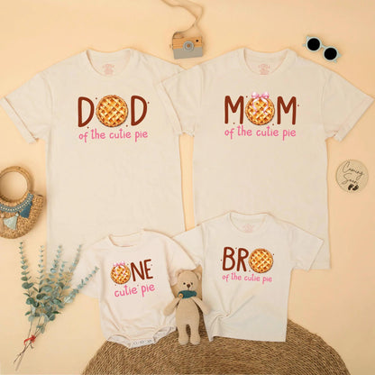Matching One Cutie Pie Family Birthday Shirts - Fall Pumpkin Pie 1st Birthday Outfit Mommy & Baby Girl Gift
