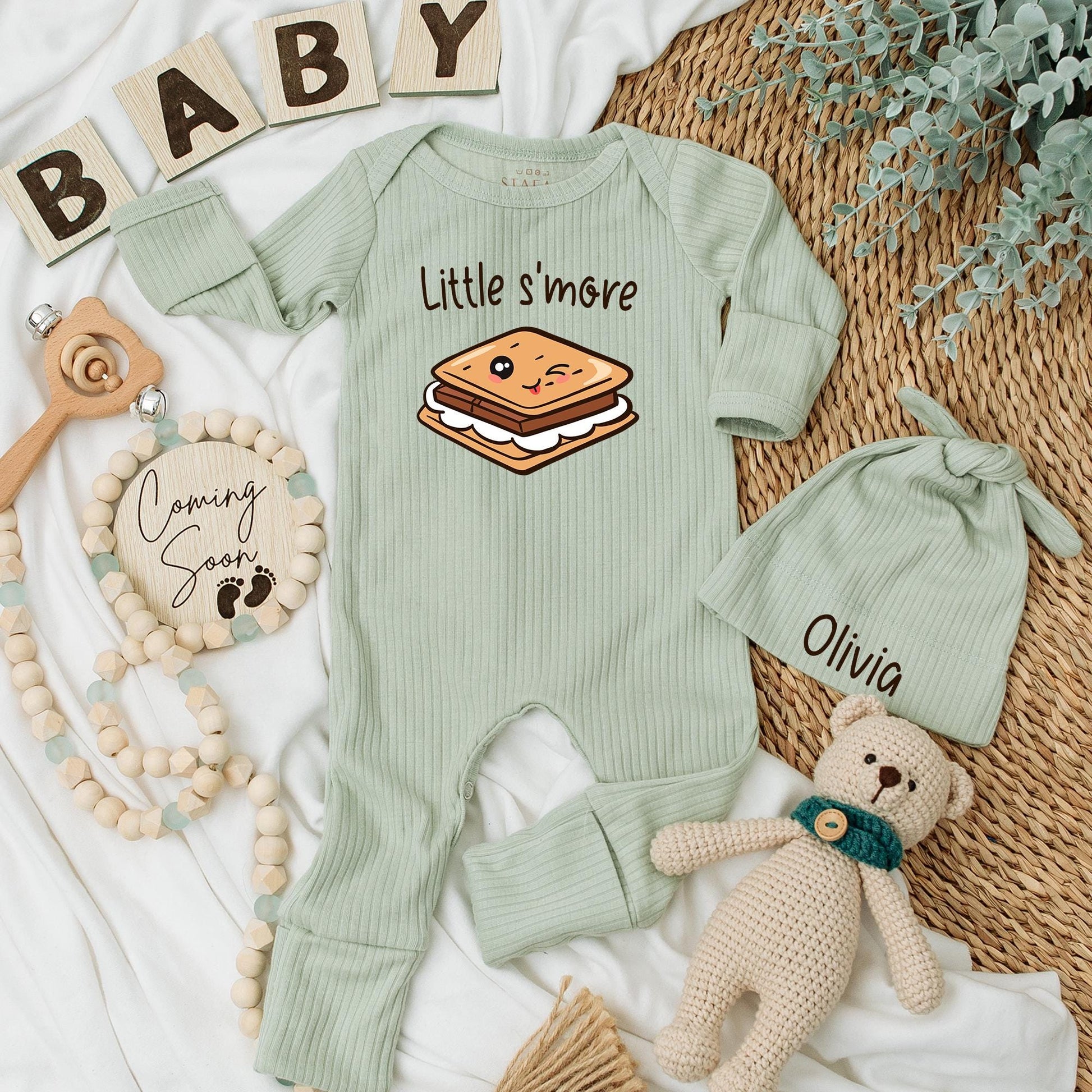 Little S’more Baby Bodysuit Cute Foot Outfit Personalized Newborn Clothes Coming Home Romper Baby Shower Gender Neutral