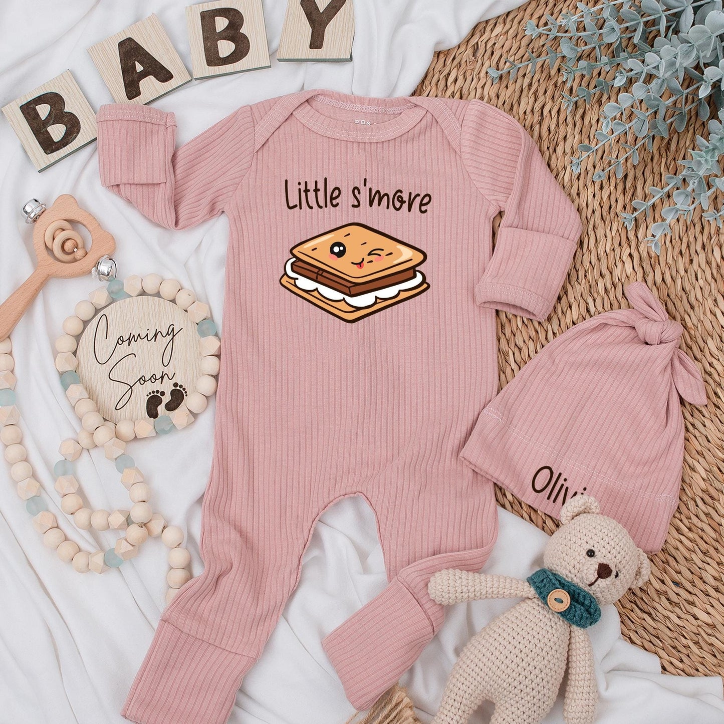 Little S’more Baby Bodysuit Cute Foot Outfit Personalized Newborn Clothes Coming Home Romper Baby Shower Gender Neutral