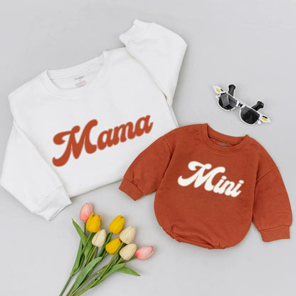 Mama Mini Matching Shirts Bold Retro Style Mommy and Me Outfit for a clean modern look perfect New Mom Gift Mother's Day