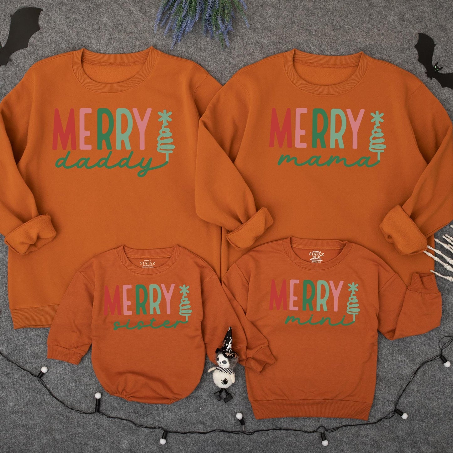 Personalized Merry Mama and Mini Sweatshirt Custom Name Christmas Family Matching Outfit Baby Girl Romper Gift