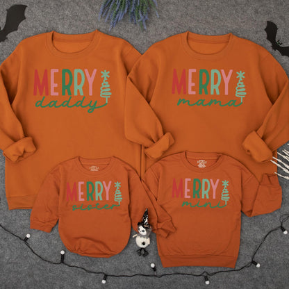 Personalized Merry Mama and Mini Sweatshirt Custom Name Christmas Family Matching Outfit Baby Girl Romper Gift