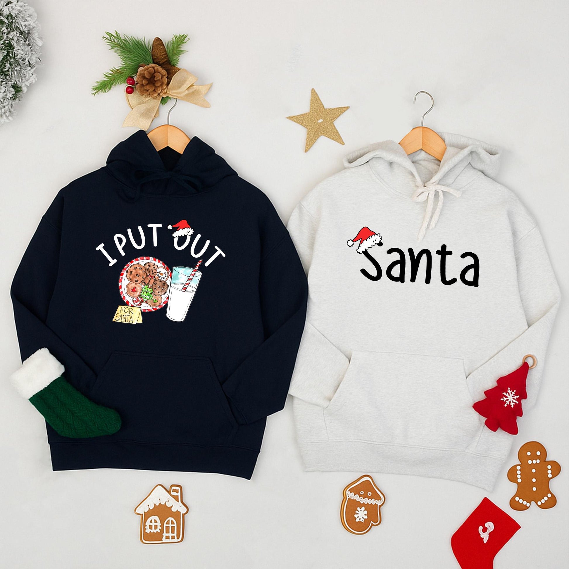 I Put Out for Santa Matching Couple Sweatshirts: Funny Christmas Sweaters for Husband & Wife, Holiday Matching Outfits, Cute Xmas Couple Sweaters, Xmas Gift