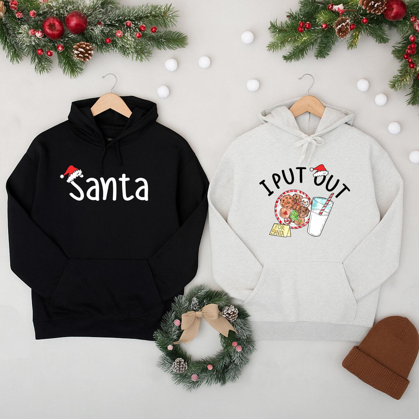 I Put Out for Santa Matching Couple Sweatshirts: Funny Christmas Sweaters for Husband & Wife, Holiday Matching Outfits, Cute Xmas Couple Sweaters, Xmas Gift
