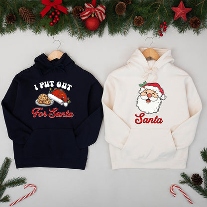 I Put Out For Santa Sweatshirt Cute Cookie & Santa Hat Christmas Couple Matching Family Holiday Gift For Her Fun Xmas Pajama Top