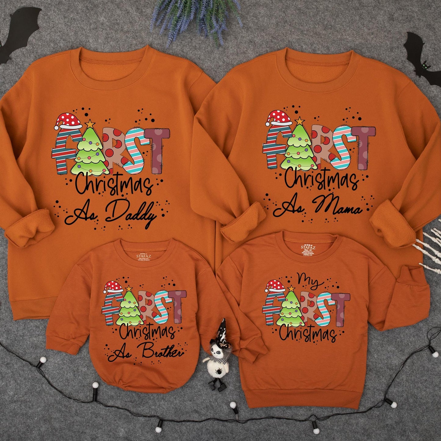 Matching Family FIRST Christmas Sweatshirt Cotton Holiday Outfit "My First Christmas" Daddy Mama Brother