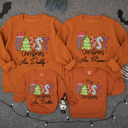 Matching Family FIRST Christmas Sweatshirt Cotton Holiday Outfit "My First Christmas" Daddy Mama Brother