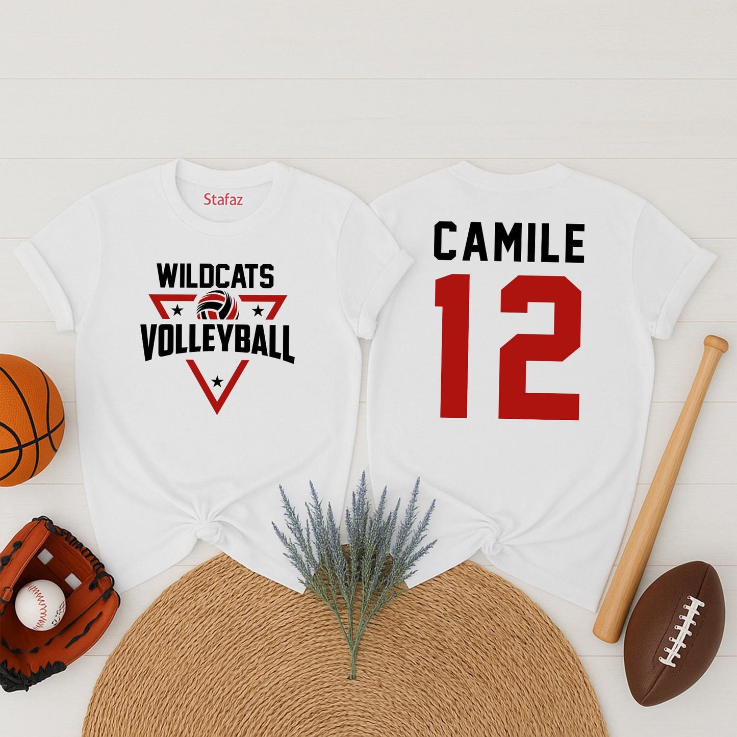 Custom Volleyball Team Name Number Shirt Volleyball Mom Game Day Gift High School Cheer T-Shirt