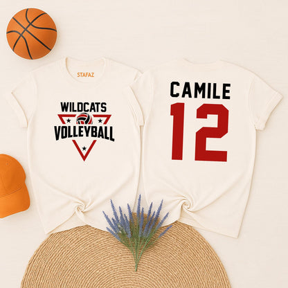 Custom Volleyball Team Name Number Shirt Volleyball Mom Game Day Gift High School Cheer T-Shirt