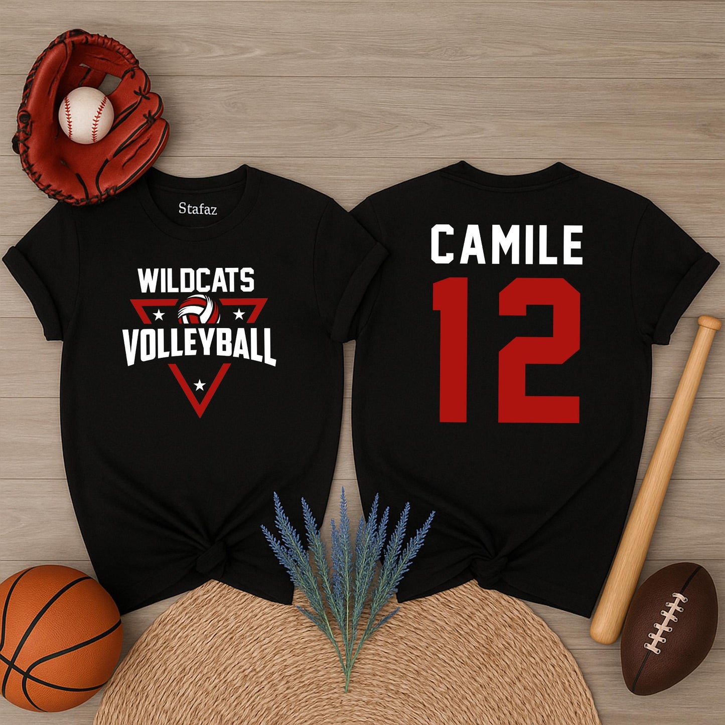 Custom Volleyball Team Name Number Shirt Volleyball Mom Game Day Gift High School Cheer T-Shirt