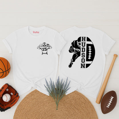 Custom Football Jersey Shirt with Number 15 & Player Graphic or HUDSON Football Tee | Sports Fan Gift