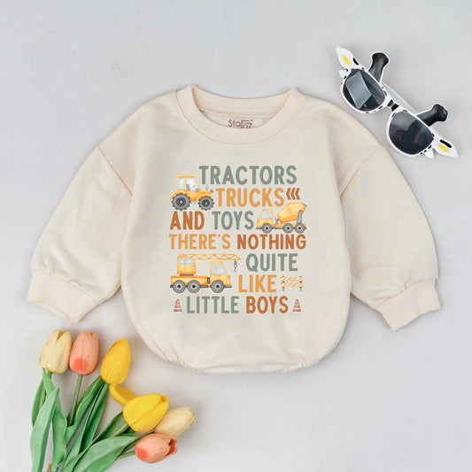 Construction Truck Bodysuit Baby Boy Clothes with Tractor Design, Tractors, Trucks & Toys Outfit, Construction Birthday Gift Infant Toddler