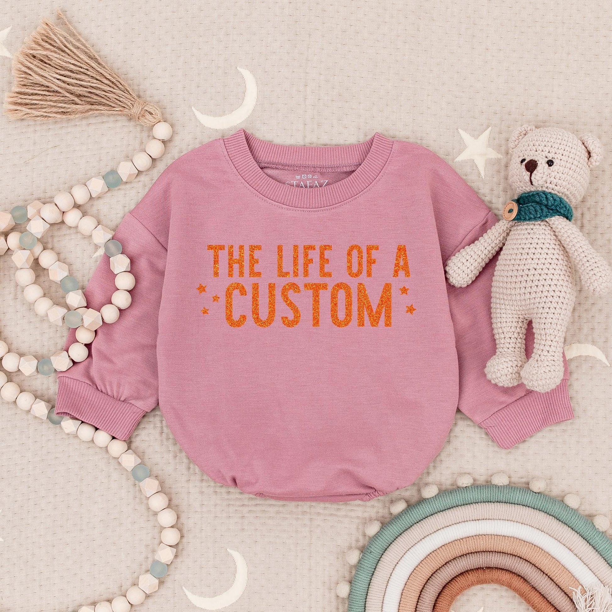 The Life of a Custom Baby Bubble Romper Cute Orange Glitter Text Personalized Infant Bodysuit Shower Gift Name Outfit